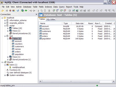 Screenshot for EngInSite MySQL Client 1.4.9.175